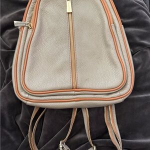 Valentina Gray and Tan Leather Backpack